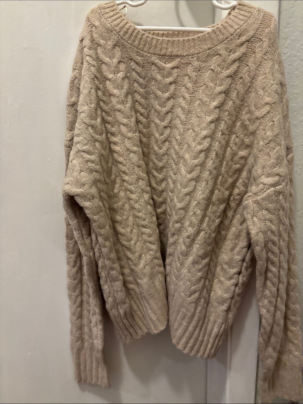 Joie Cream Cable-Knit Scoop Neck Sweater